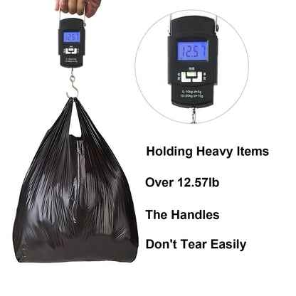 LazyMe T Shirt Bags, Black Plastic Bags with Handles for Grocery and Retail, Bolsas De Plastico Para Negocio, 12x20inch (100pcs)