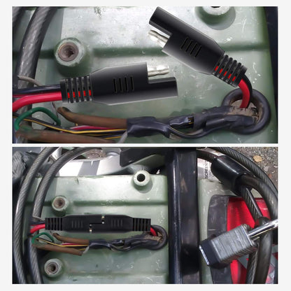 Nilight 2PCS 12FT SAE to SAE Extension Cable 16AWG 2 Pin Wire Cord Harness with 12V-24V DC Quick Connect Disconnect Connector with Dust Cap