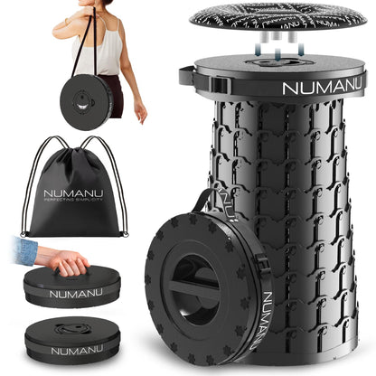 2025 Upgraded XXL 19.7" Collapsible Stool with Cushion & Carry Bag | 1000lbs Max Weight, Heavy Duty Portable Retractable Teselcopic Seat Folding Chair or Travel Footrest - Gift for Camping & Outdoors