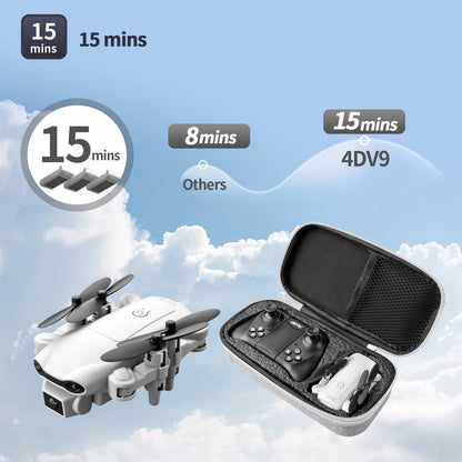 4DV9 Mini Drone with 1080P HD Camera for Kids FPV Live Video RC Quadcopter for Adults Beginners Toys Gifts,Altitude Hold, Waypoints Functions,One Key Start,3D Flips,3 Batteries,Gray