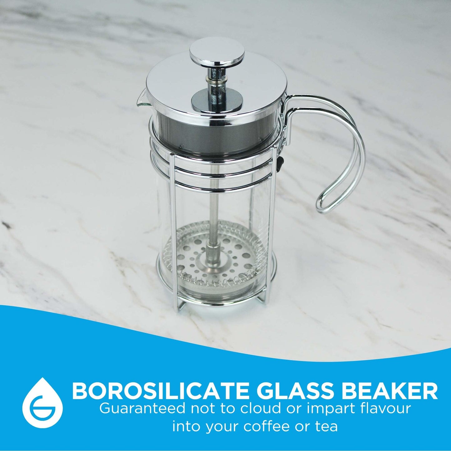 GROSCHE MADRID French Press - Premium Coffee and Tea Maker - 1.0L - 34oz - Borosilicate Glass Beaker - Dual Filter System For Rich Brew - Versatile Brewing | Stainless Steel Filter