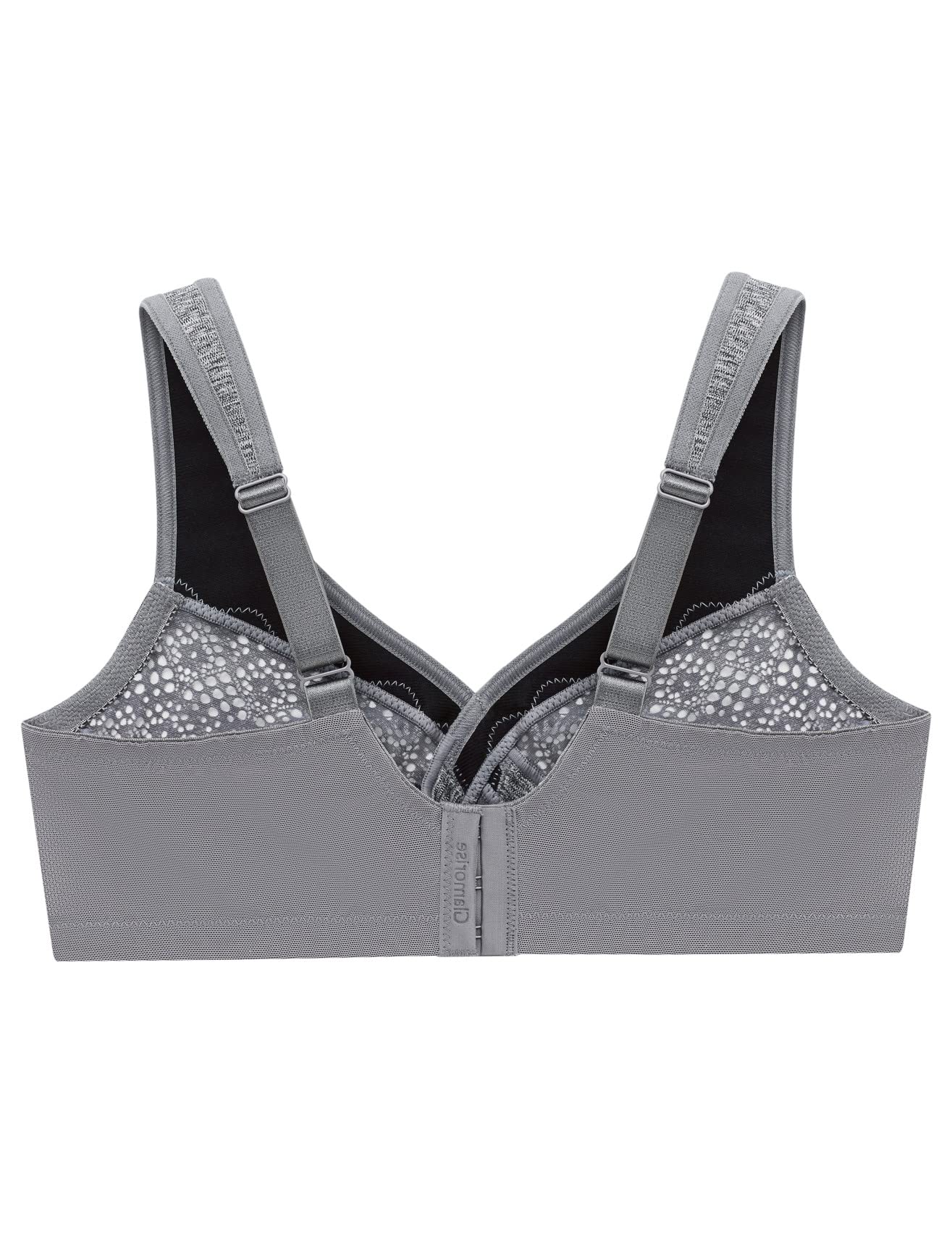 Glamorise Full Figure Plus Size MagicLift Moisture Control Bra Wirefree #1064 Gray Heather