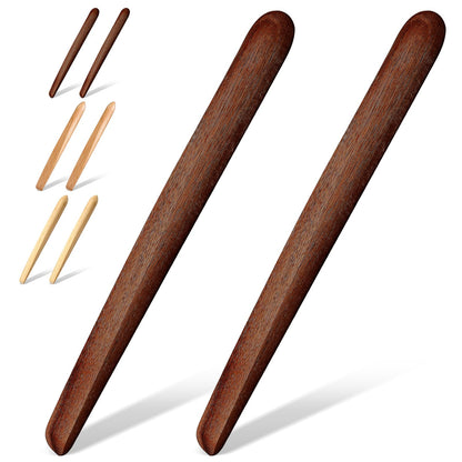 Hillban 2 Pcs 11 Inch Wooden Sourdough Bread Mixing Stir Stick Spurtle Bread Making Tools Wooden Paddle Stirring Stick for Kitchen Cooking(Acacia)