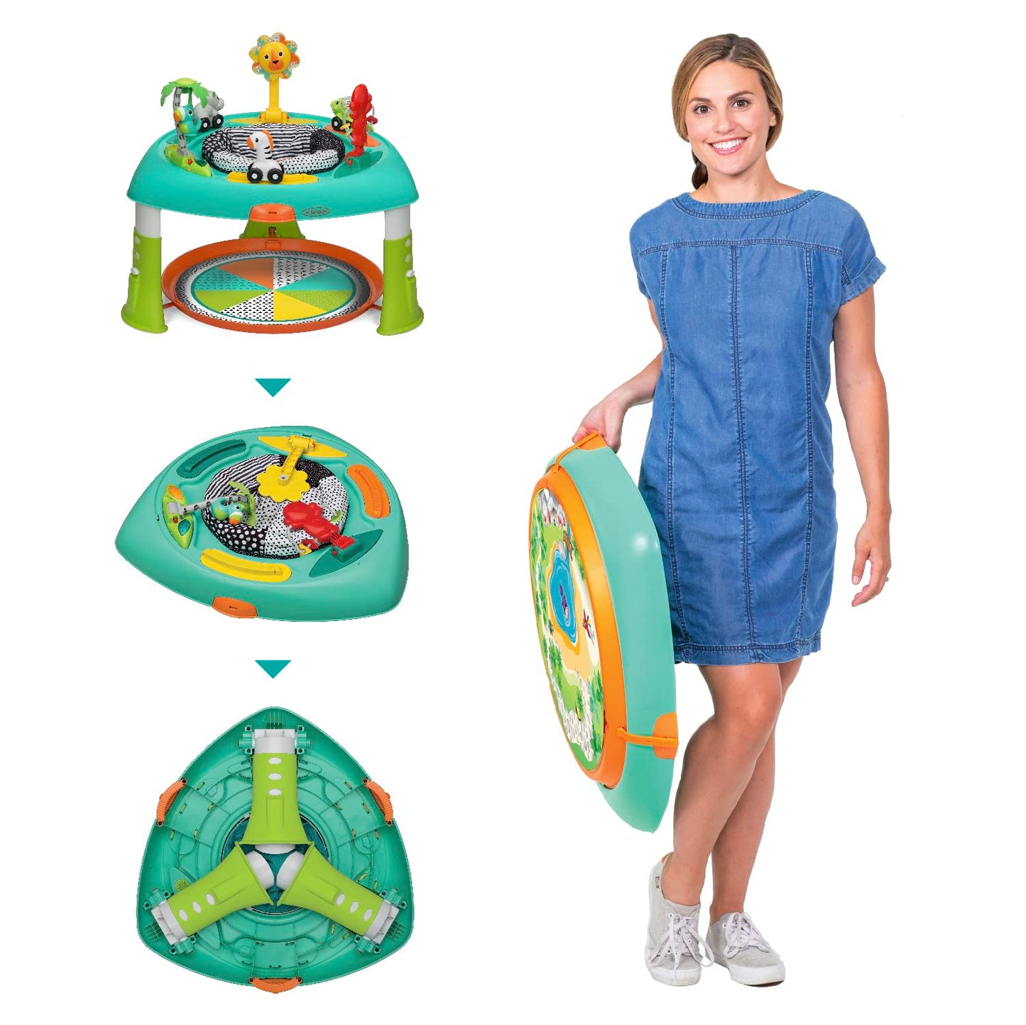 Infantino 2-in-1 Sit, Spin & Stand Entertainer - 360 Seat and Activity Table with Simple Store-Away Design, Multi-Colored, 1-Count