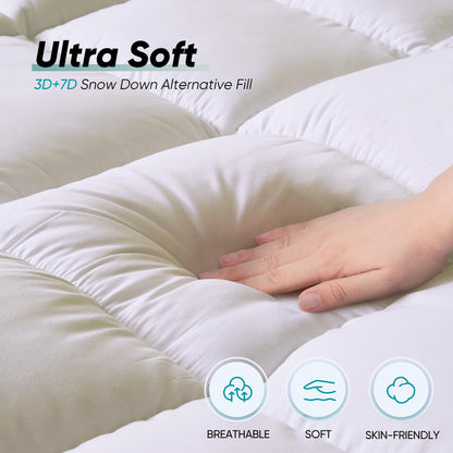 Memory Foam Mattress Topper Twin Size, Dual Layer 4 Inch Mattress Pad,2 Inch Gel Memory Foam Plus 2 Inch Pillow Top Cover with 8-21 Inch Deep Pocket