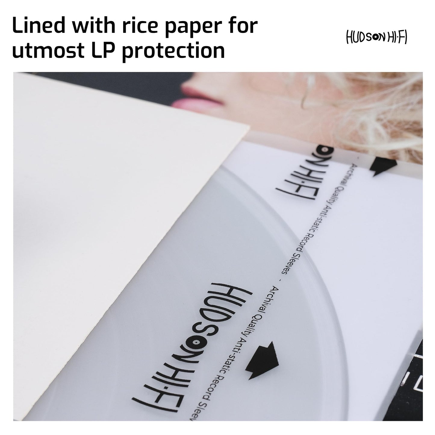Hudson Hi-Fi Anti-Static Vinyl Record Inner Sleeves 250 Pack - Durable Clear Disc Sleeves- Protect Your LP Albums from Scratches, Dust & Dirt - Acid-Free Rice Paper Interior Disc Covers