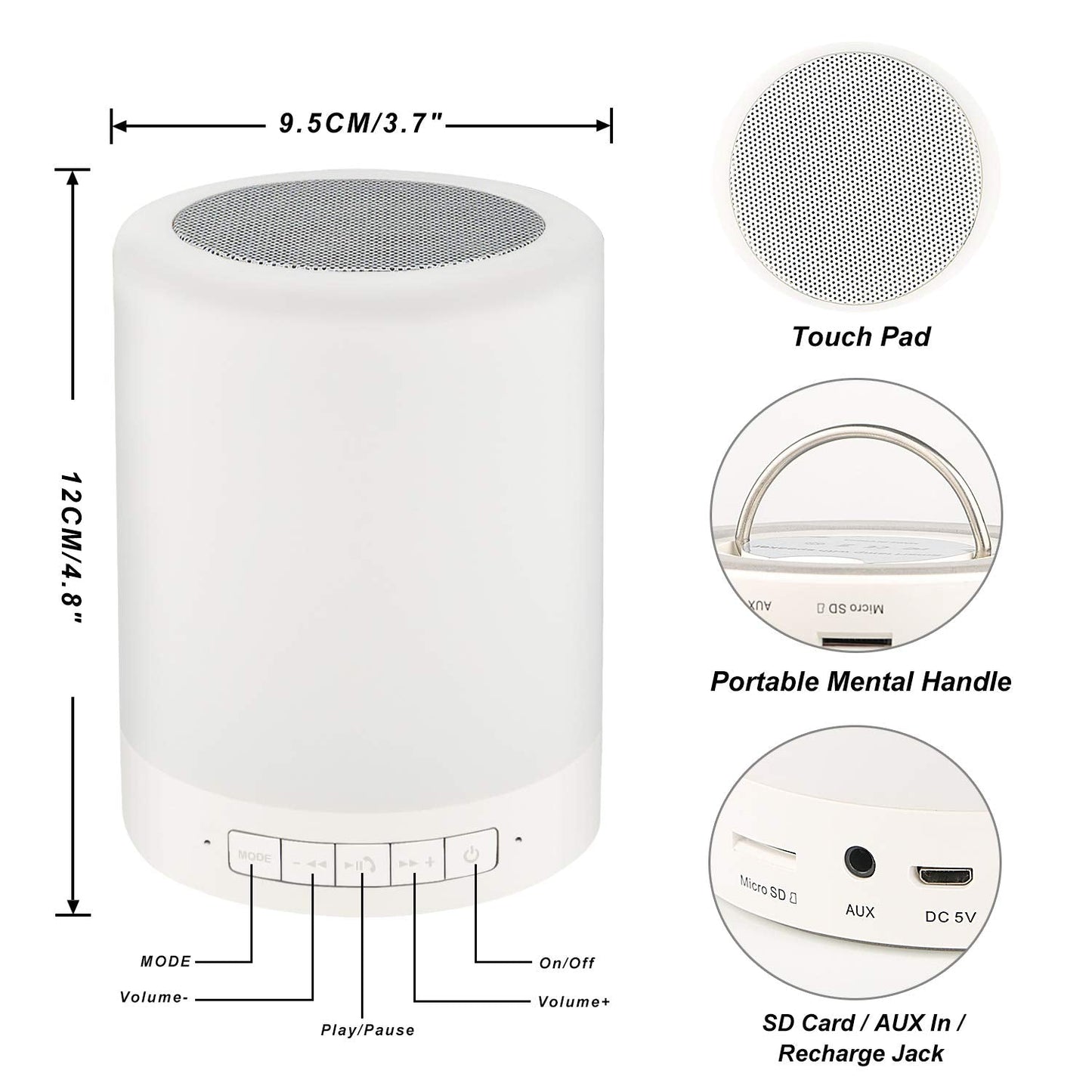 RAGZAN Touch Control Beside Lamp with Bluetooth Speaker-Colors Outdoor Table Lamp with Smart Touch Control for Party/Room.Gifts for Kids/Woman/Man.…