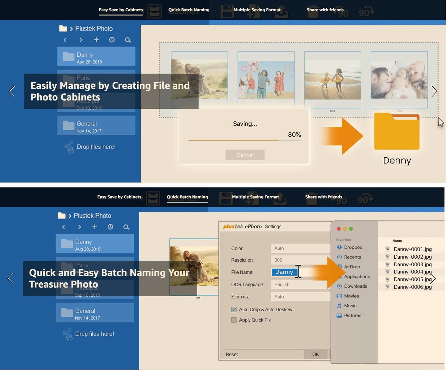 Plustek Photo Scanner ePhoto Z300, Scans 4x6 inch Photos in 2 Seconds, Auto crop and deskew with CCD Sensor, Supports Mac and PC