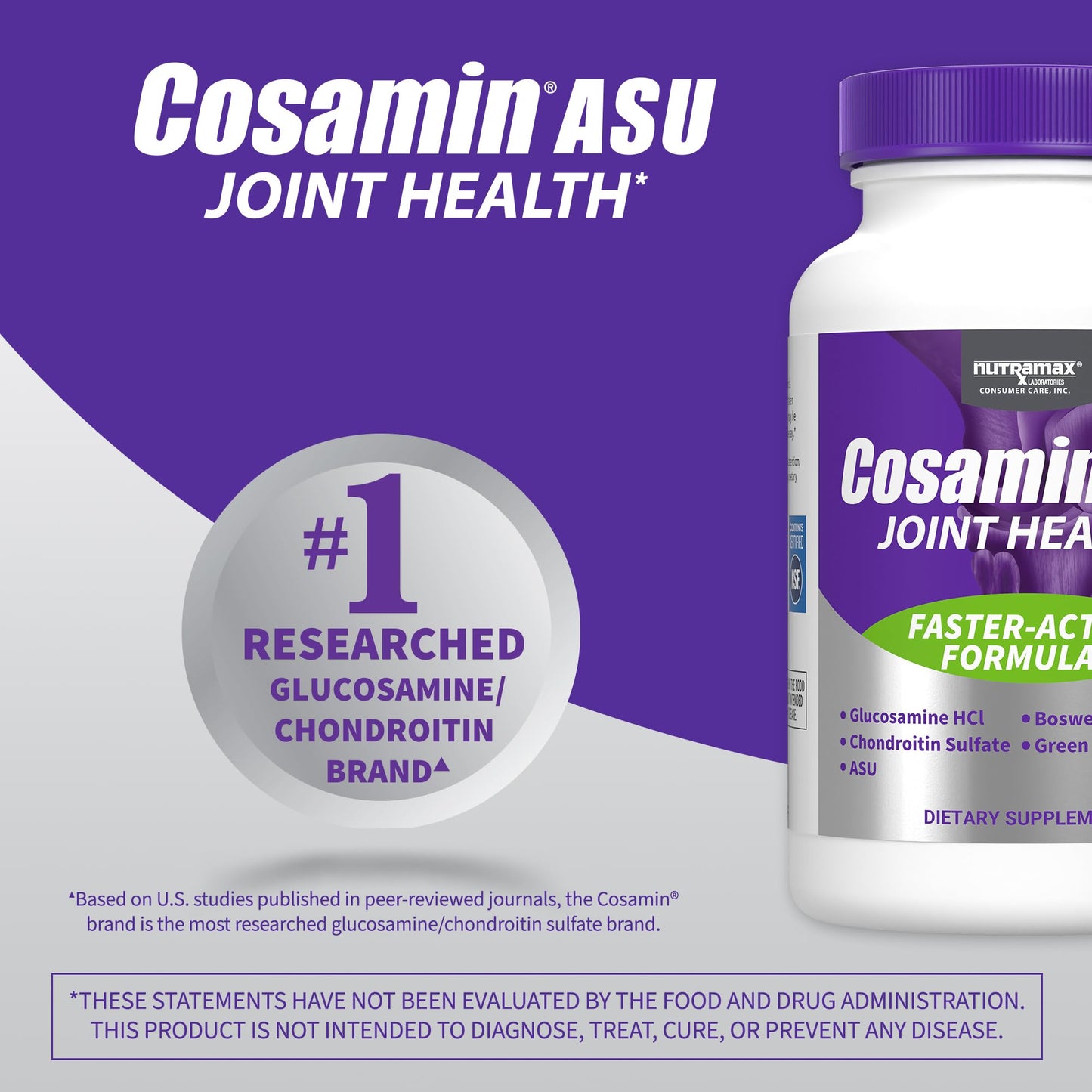 Nutramax Laboratories Cosamin® ASU Joint Health Supplement with Glucosamine, Chondroitin & ASU for Men’s & Women's Joint Health, 230 Capsules