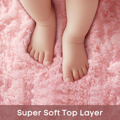 Ophanie Pink Round Rug for Bedroom Girls, Kids Fluffy Kawaii Fuzzy Furry Shag Area Rug, Cute Plush Soft Shaggy Bedside Circular Rugs 4Ft, Carpet for Teen Nursery Dorm Home Room Decor Aesthetic