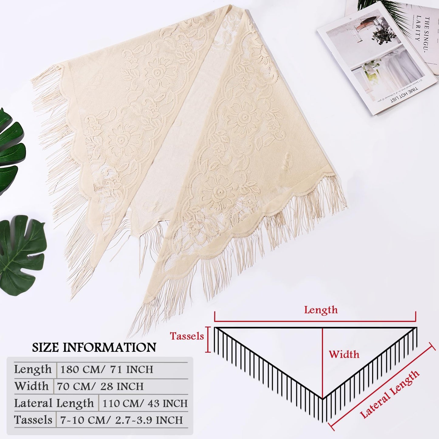 Ladiery Triangle Lace Shawls and Wraps for Evening Dresses with Tassels for Evening Party Mesh Wedding Shawls