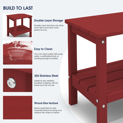 KINGYES Double Side Table, Adirondack End Table- Red