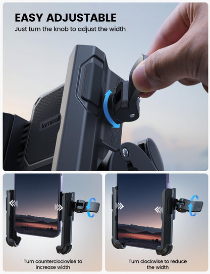Lamicall Motorcycle Phone Mount Holder - [Camera Friendly] [1s Lock] Bike Phone Holder Handlebar Clamp, Bicycle Scooter Phone Clip, for iPhone Air, 17, 16, 15 Pro Max, Galaxy S25 Ultra, 4.7-7" Phones