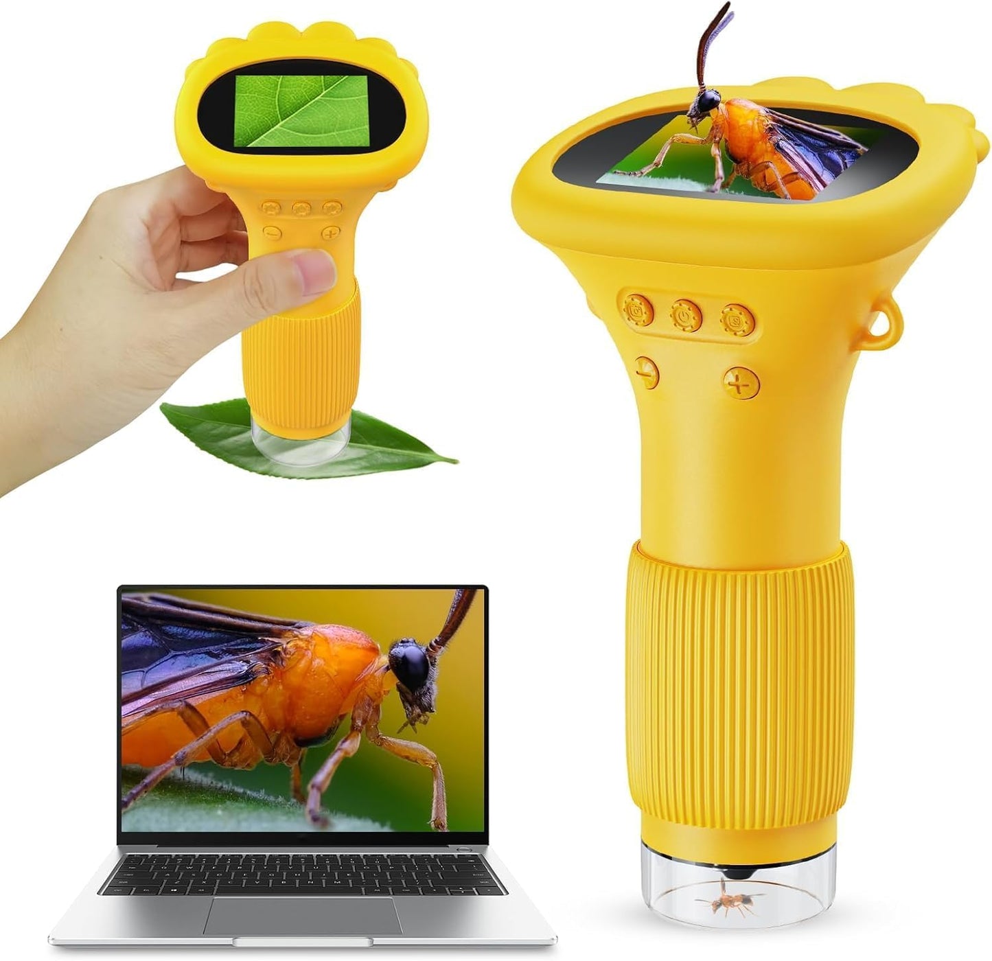 Kids Microscope Pocket Microscope - Ashfly 1000X Portable Microscope for Kid, Photo & Video Mini Microscopes Gifts, 2'' Digital Screen Microscopes for 3-10 Age Years Old Boys Girls Toys