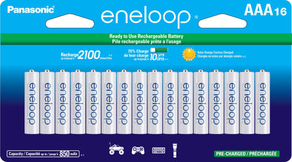 Panasonic BK-4MCCA16FA eneloop AAA 2100 Cycle Ni-MH Pre-Charged Rechargeable Batteries, 16 Pack