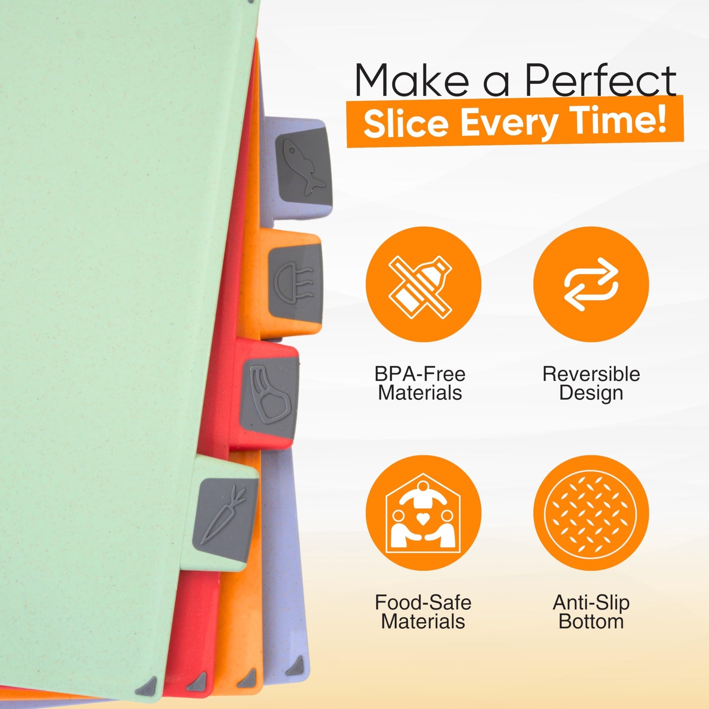 EZTICO 4-Piece Non-Toxic Cutting Board Set with Premium Scissors – BPA-Free Plastic and Rubber Chopping Boards for Kitchen Essentials with Organizer, Dishwasher Safe Accessories Holder.