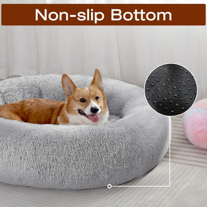 JOLLYVOGUE Dog & Cat Bed, Calming Anti-Anxiety Pet Bed for Small Dogs, Fluffy Donut Cushion for Small and Medium Pets (20")