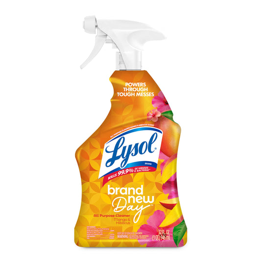Lysol All Purpose Cleaner Spray, Multi-Purpose Disinfecting Spray, Kitchen & Bathroom Cleaner, Mango & Hibiscus Scent, 32 Fl Oz
