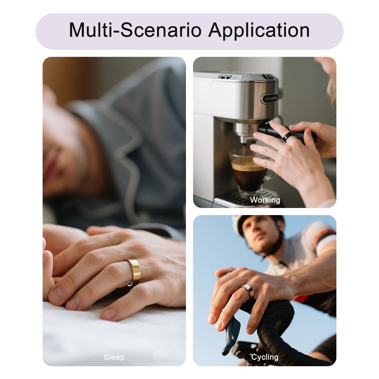 POBOVi Smart Ring for Women Men- Sleep/Fitness/Stress/Heart Rate Tracker- Menstrual Records - 7 Days Battery Life - Wireless Charging - No APP Subscription - iOS & Android Compatible (Gold, Size 9)