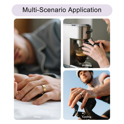 POBOVi Smart Ring for Women Men- Sleep/Fitness/Stress/Heart Rate Tracker- Menstrual Records - 7 Days Battery Life - Wireless Charging - No APP Subscription - iOS & Android Compatible (Gold, Size 9)