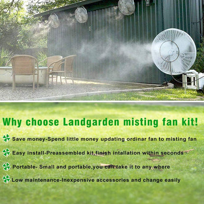 Outdoor Misting Fan Kit for a Cool Patio Breeze,Water Mister Spray for Cooling Outdoor,32FT (10M) Misting Line + 5 Brass Mist Nozzles + a Brass Adapter(3/4) Fit to Any Outdoor Fan