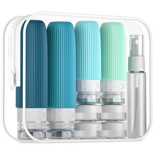 Mrsdry 16 Pack Travel Bottles Set, TSA Approved Leak Proof Silicone Squeezable Containers for Toiletries, Refillable Travel Accessories for Conditioner, Shampoo, Lotion & Body Wash Accessories