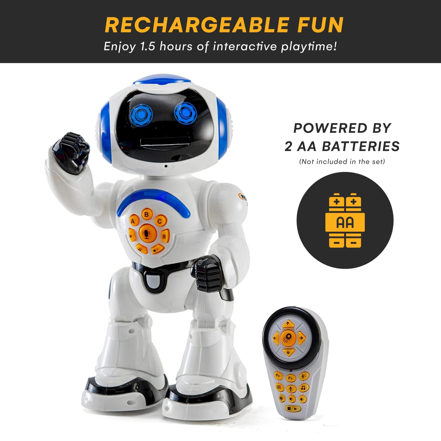 Programmable LED RC Robot Toys - Interactive 12-inch Tall Dancing and Talking Robot for Kids