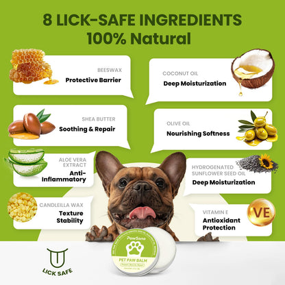 PawSono Lick-Safe Dog Paw & Nose Balm with Coconut Oil | All-Natural Moisturizer & Soother for Dry, Cracked Pads & Snout| Cat Wax & Cream, Nose Butter for frenchies| Horse Hoof Care (60 g /2.1 oz)