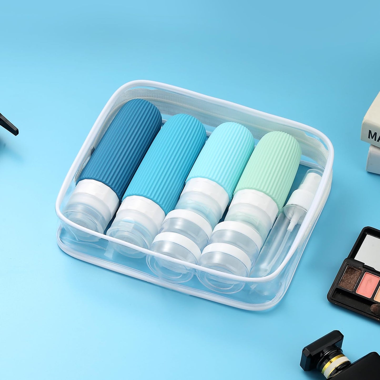 Mrsdry 16 Pack Travel Bottles Set, TSA Approved Leak Proof Silicone Squeezable Containers for Toiletries, Refillable Travel Accessories for Conditioner, Shampoo, Lotion & Body Wash Accessories