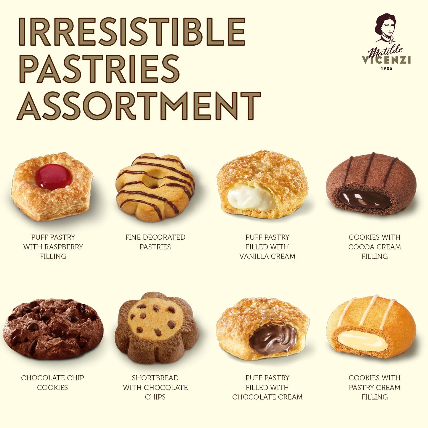 Matilde Vicenzi Roma Cookie Gift Tin - Italian Pastries & Cookies in Individually Wrapped Trays - Bakery Dessert Gifts For Birthdays, Thank You, Get Well and Every Special Occassion - Puff Pastry, Assorted Cookies in Italian Design Gift Tin 32.5oz (920g)