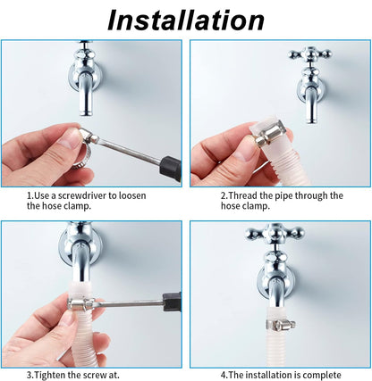 20Pcs Adjustable Stainless Steel Hose Clamps Assortment Kit, 1/4-2 in (6-51mm) Worm Gear Pipe, Fuel LineHeavy Duty for Plumbing, Washing Machine, Mechanical，Garden and Automotive Hose Connections