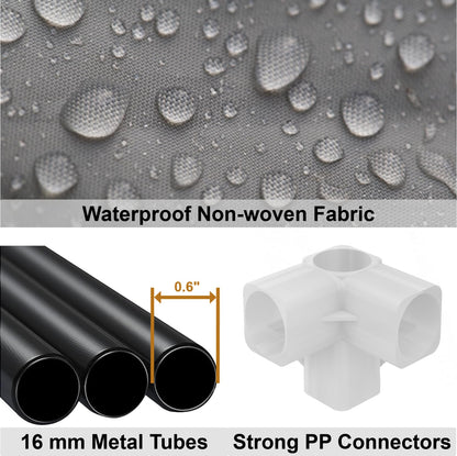 MOGELAFOO 83 Inch Wide Portable Closet Wardrobe, Clothes Storage Rack Organizer with Cover, Side Pockets, 5 Clothes Hanging Rods and 10 Storage Shelves, Black