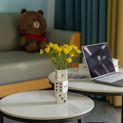 MOUGIGI Ceramic Dice Vase - Unique Decor for Dried Flowers, Rose, Pampas Grass - Stunning Design for Any Modern Space for Inspiring Smiles