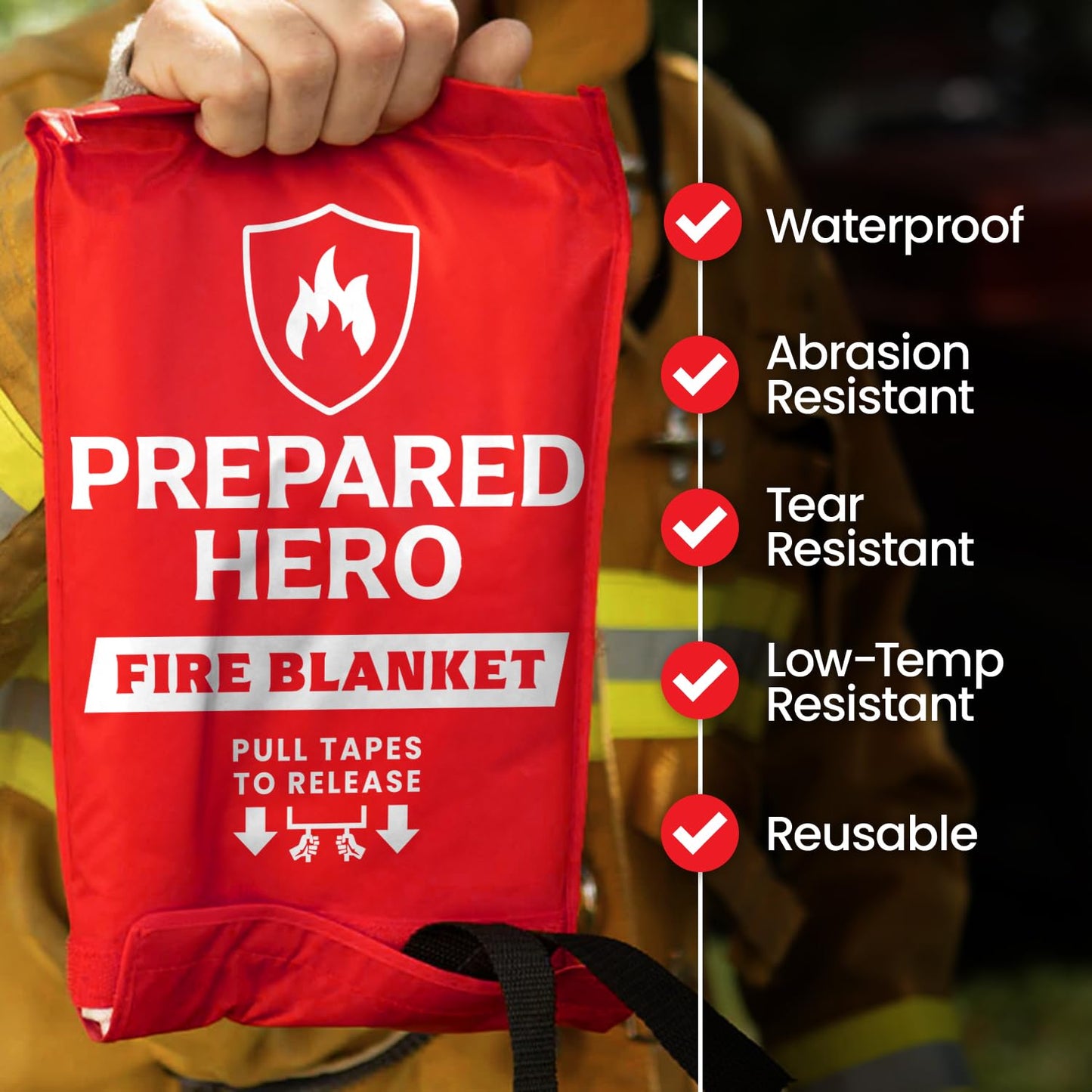Prepared Hero Emergency Fire Suppression Blanket - 2 Pack, 40' x 40' Fiberglass Blanket for Kitchen and Home