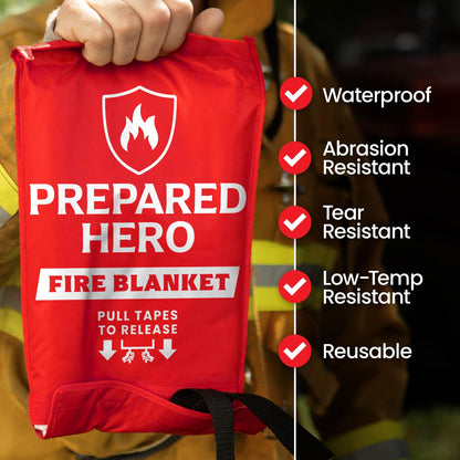 Prepared Hero Emergency Fire Suppression Blanket - 2 Pack, 40' x 40' Fiberglass Blanket for Kitchen and Home