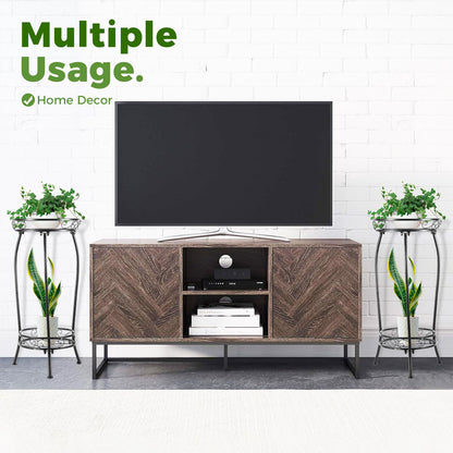 Plant Stand Indoor Outdoor 2 Tier 27" Tall Metal Potted Holder Rack Flower Pot Stand Heavy Duty Plant Shelf Rustproof Iron Multiple Plant Round Supports Rack for Planter Corner Garden Balcony Patio