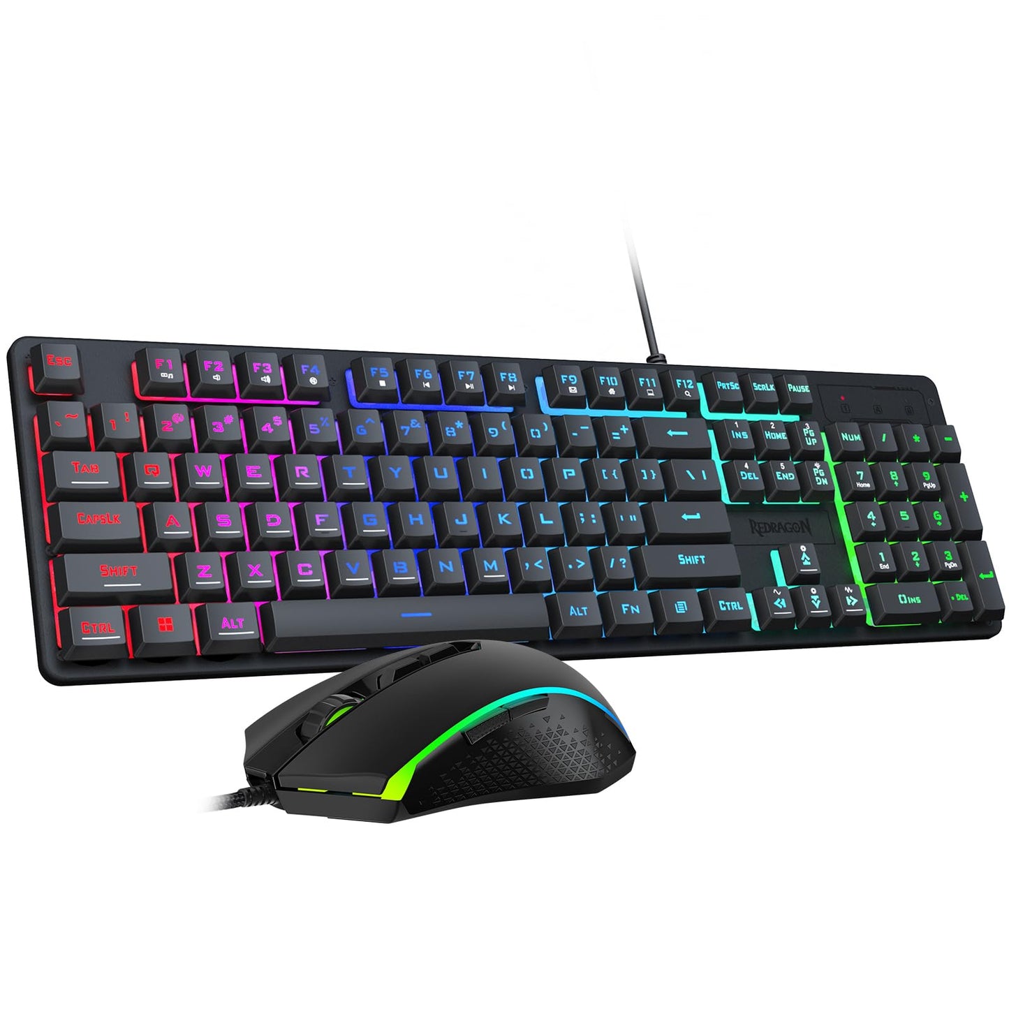 Redragon Updated S107 Gaming Keyboard and Mouse, RGB Gaming Keyboard and 10000 DPI Mouse Combo with 25-Key Anti-Ghosting, 1K Hz Programmable Mice with Software, Plug & Play to PC, Laptop [Upgrade]