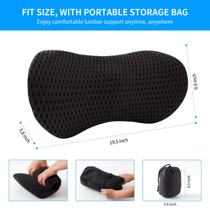 Lumbar Pillow, Memory Foam Lumbar Support Pillow for Office Chair and Car Seat, Back Support Pillow for Lower Back Pain Relief, Support Cushion Back Pillow for Sleeping, Resting, Driving, Traveling