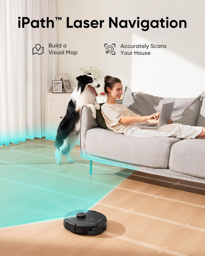 eufy L60 Robot Vacuum, Ultra Strong 5,000 Pa Suction, iPath Laser Navigation, for Deep Floor Cleaning, Ideal for Hair, Hard Floors