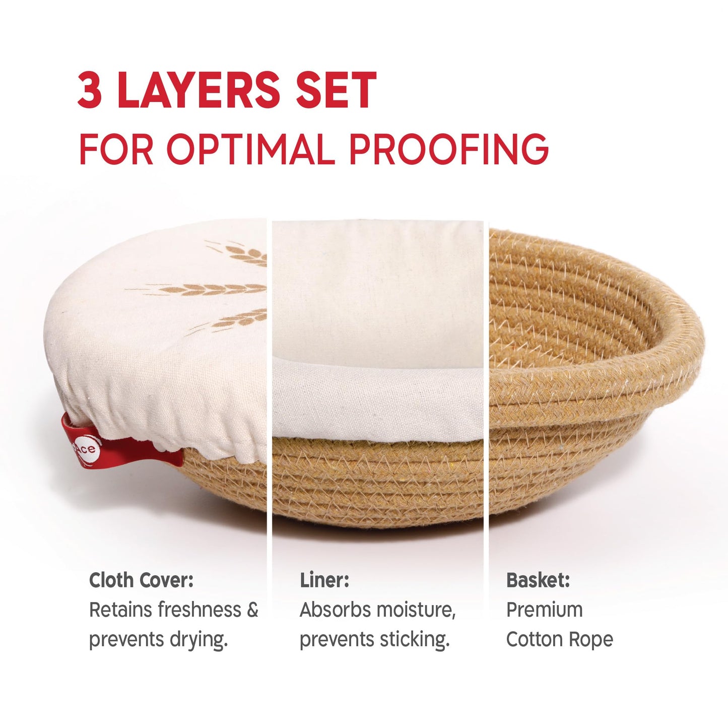 KneadAce Cotton Rope Banneton Bread Proofing Basket Set, Oval & Round Bread Baskets with Liners & Covers for Artisan Bread Baking, Sourdough Bread Baking Supplies