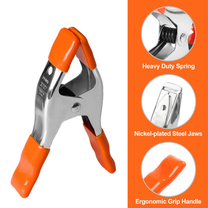 PONY 6-inch, 4-inch Heavy Duty Metal Spring Clamps Set, 2-inch, 1-inch Jaw opening, with Protective Handles and Tips, 10-piece