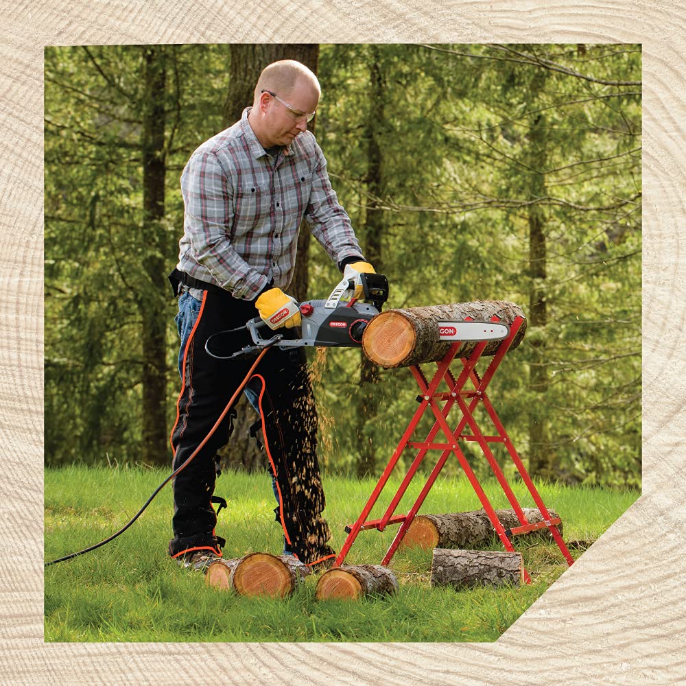 Oregon Steel Log Saw Horse, Foldable & Adjustable Sawbuck, 10 Inch Log Capacity, Folding Wood Cutting Stand, for Logging, Splitting & Firewood (584145)