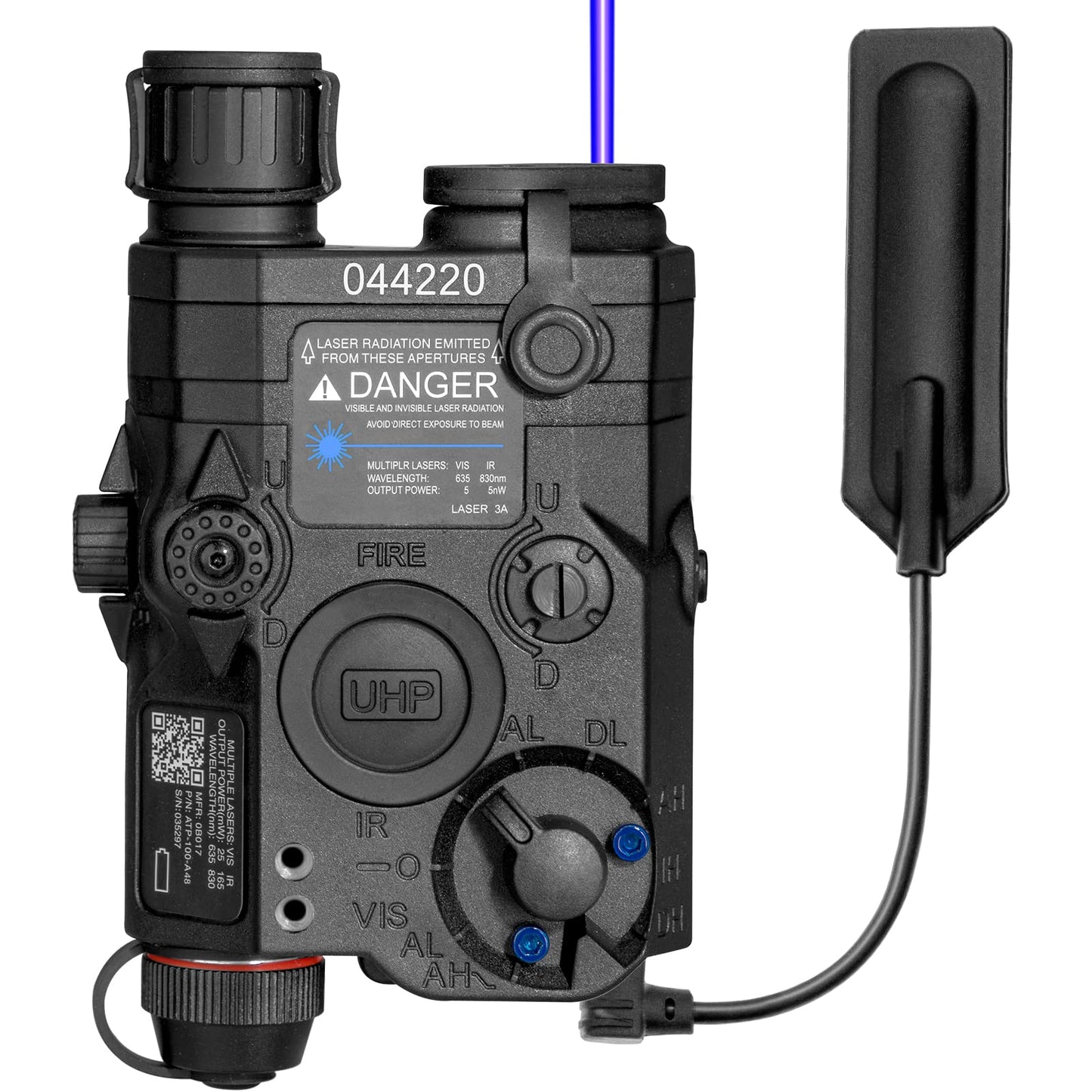 ACTIONUNION Airsoft PEQ-15S Pro UHP Visible Blue Laser + IR Laser + White LED Flashlight (Black)