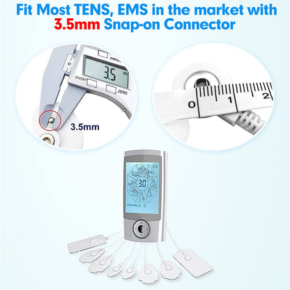 LiteTour 10-Pack Large TENS Electrode Pads - 3.5mm Snap Connectors - High Conductivity, Reusable Electrodes Pads for TENS Massager and Muscle Stimulation