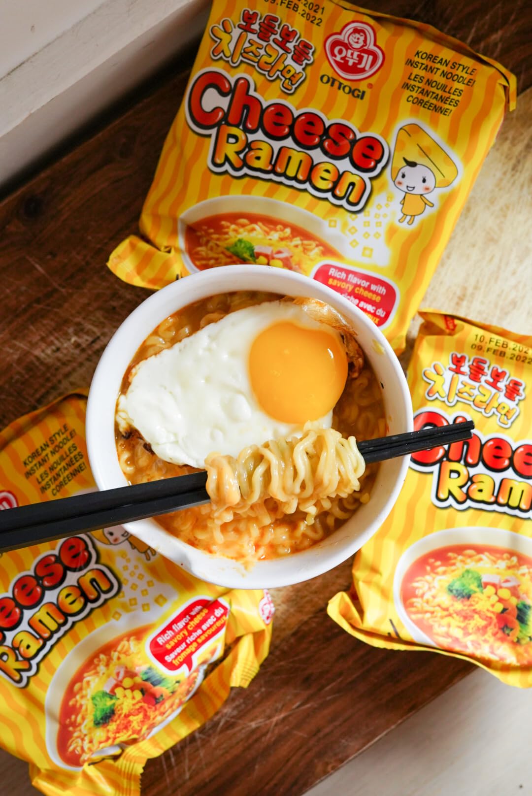 OTTOGI Cheese Ramen, Korean Style Instant Noodle, Rich Flavor with Savory Cheese, 3.92oz x 4 Pack