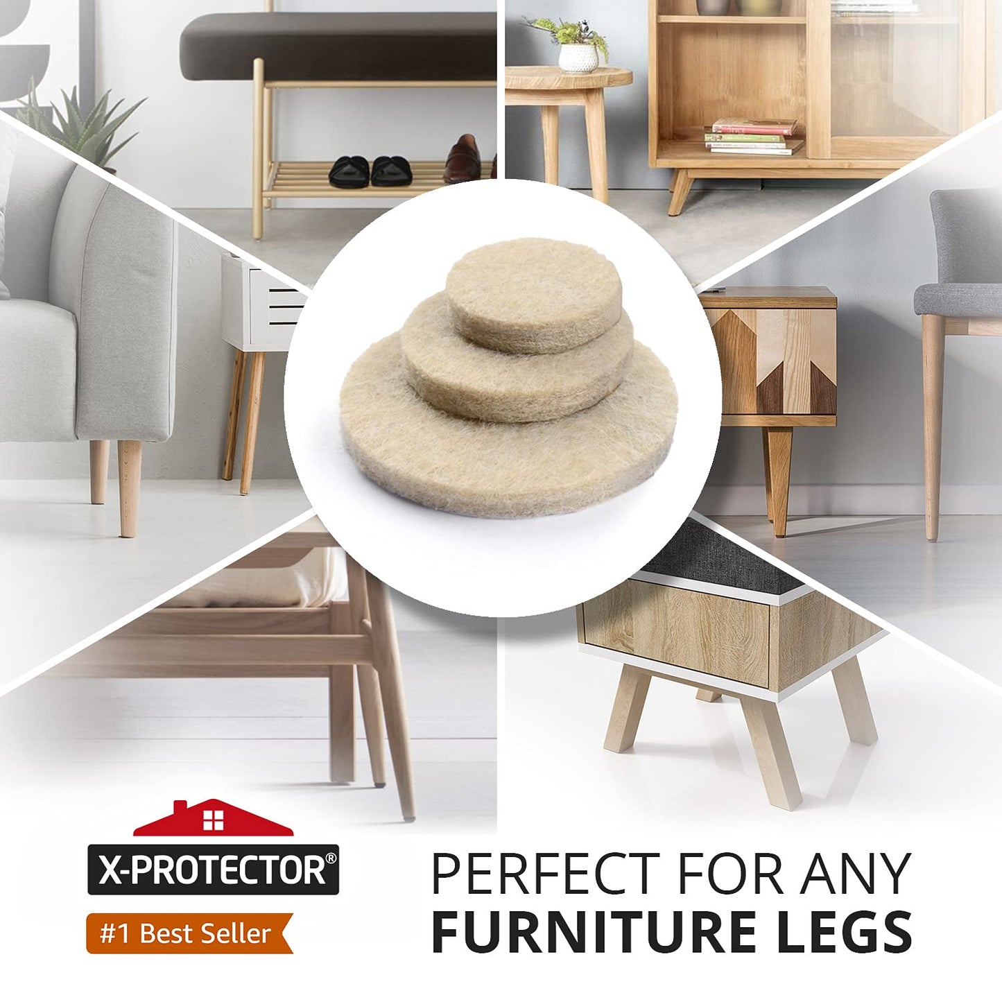 Felt Furniture Pads X-PROTECTOR 181 PCS Premium Furniture Pads - Felt Pads Furniture Feet Best Wood Floor Protectors - Protect Your Hardwood & Laminate Flooring!