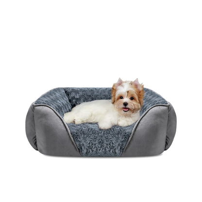 INVENHO Dog Bed for Large Medium Small Dogs, Rectangle Washable Orthopedic Dog Bed, Soft Calming Sleeping Puppy Bed Durable Pet Cuddler with Anti-Slip Bottom S(20"x19"x6")
