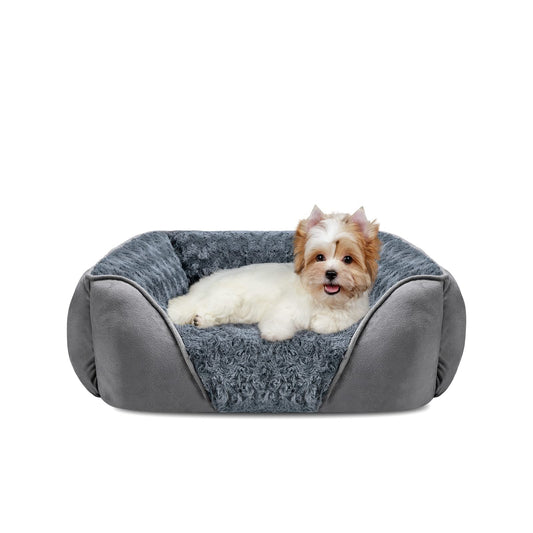 INVENHO Dog Bed for Large Medium Small Dogs, Rectangle Washable Orthopedic Dog Bed, Soft Calming Sleeping Puppy Bed Durable Pet Cuddler with Anti-Slip Bottom S(20"x19"x6")