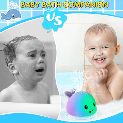 Gigilli Bath Toys for Kids Ages 1-3 or Babies 0-6-12-18 Months, Light Up Whale Sprinkler Bathtub Water Pool Toys for Toddlers 1-3 2-4, Infant Bath Toy for 1 Year Old Boys Girls First Birthday Gifts