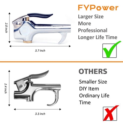 FYPower 22 Pieces Air Compressor Accessories kit, 3/8 inch x 25 ft Hybrid Air Compressor Hose Kit, 1/4" NPT Quick Connect Air Fittings, Tire Inflator Gauge, Heavy Duty Blow Gun, Swivel Plugs